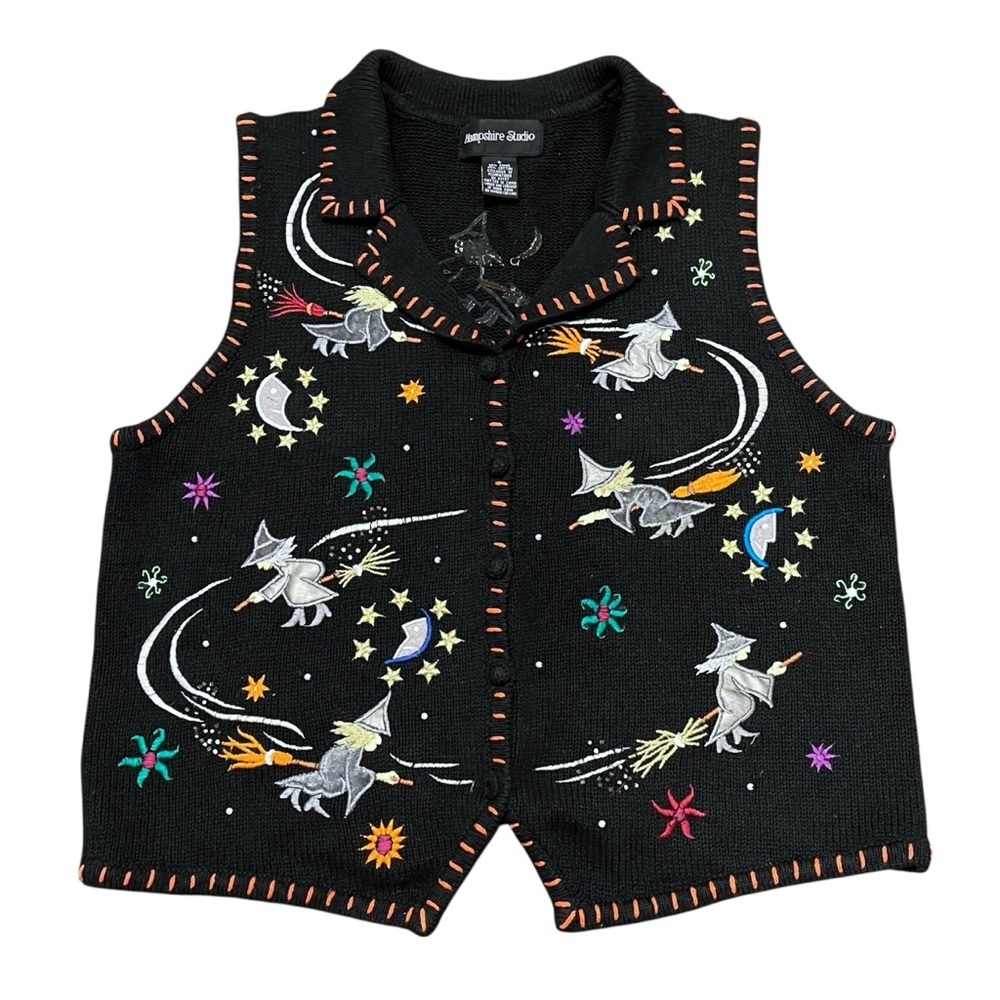 Vintage Witch Witchy Whimsical Celestial Sweater Vest